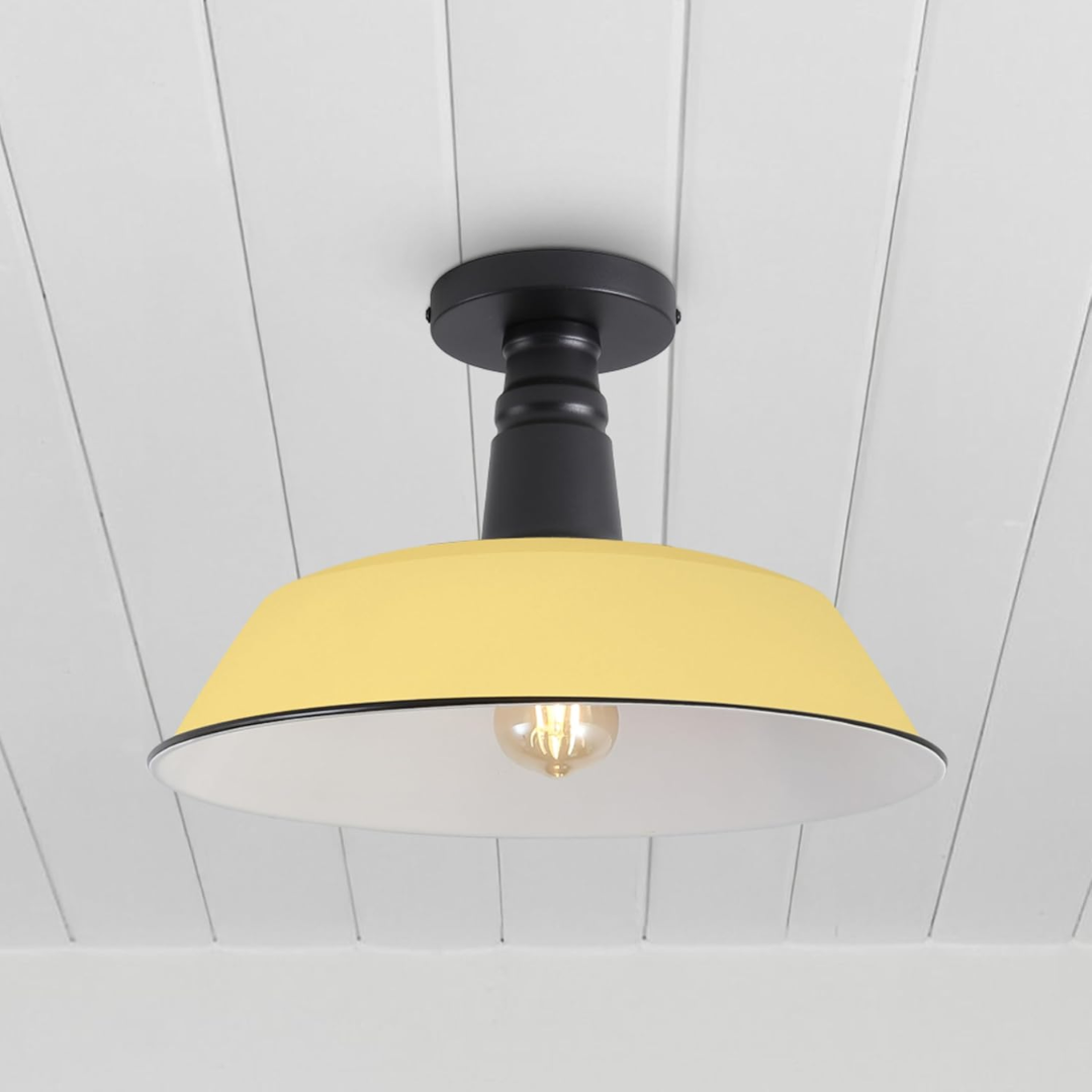 Plafon Industrial LED Metal 36cm Semi Embutido E26 Dimerizável
