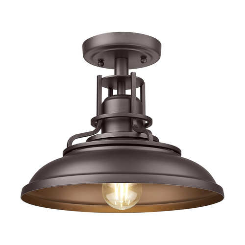Plafon Industrial Externo 30cm E26 Metal Preto/Dourado