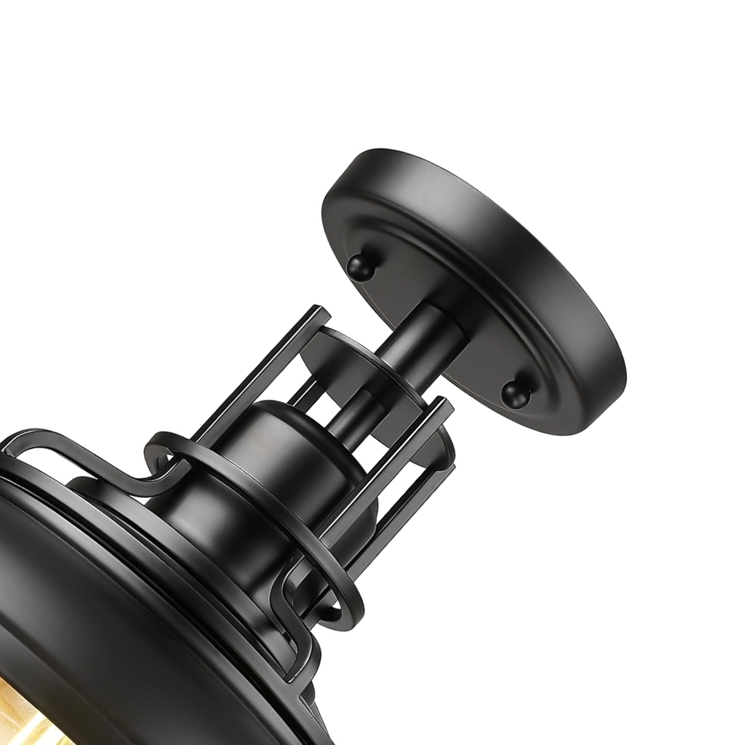 Plafon Industrial Externo 30cm E26 Metal Preto/Dourado