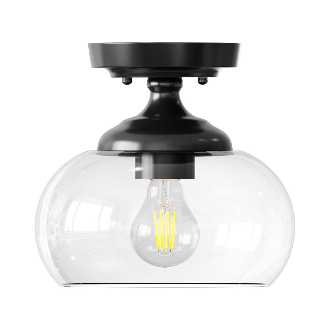Plafon Industrial Vidro Transparente 21cm E26 Moderno