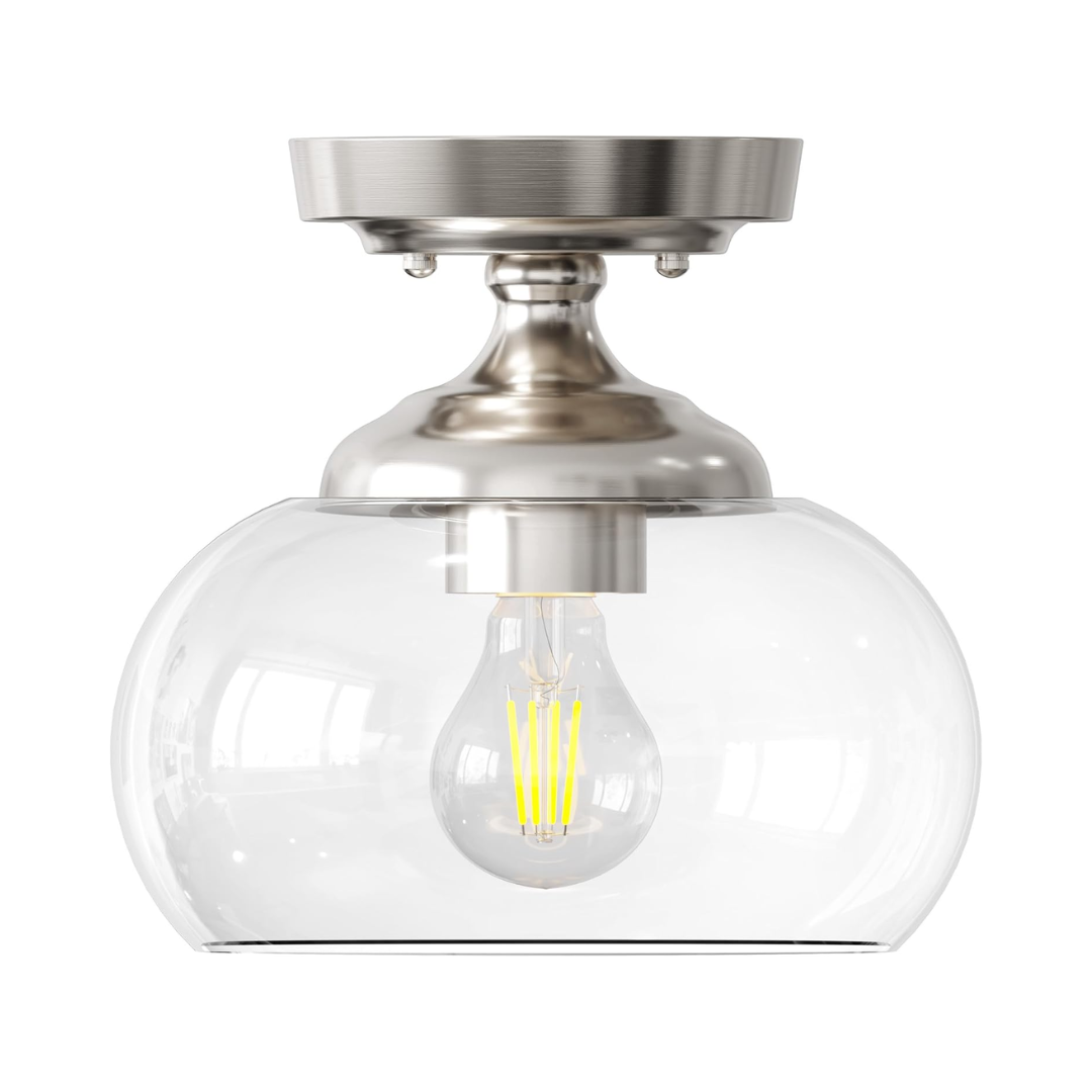 Plafon Industrial Vidro Transparente 21cm E26 Moderno