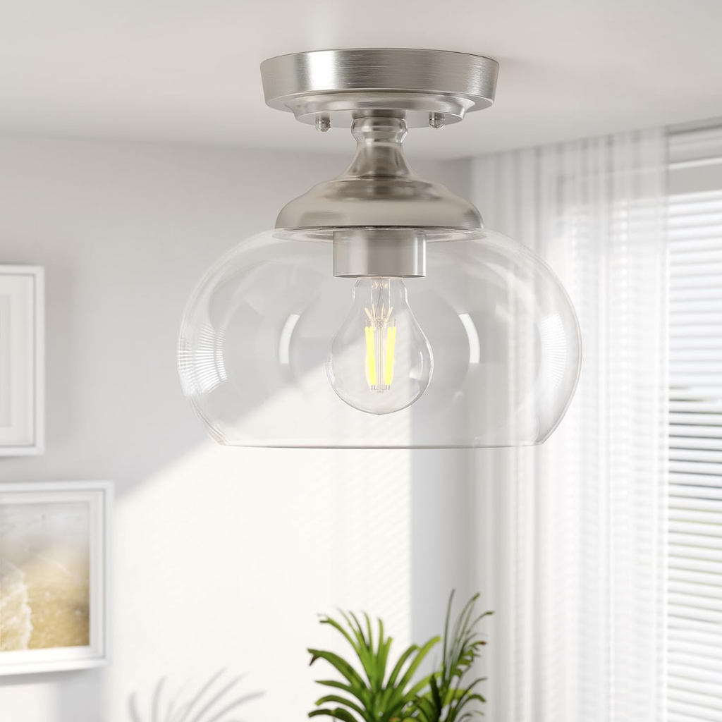 Plafon Industrial Vidro Transparente 21cm E26 Moderno