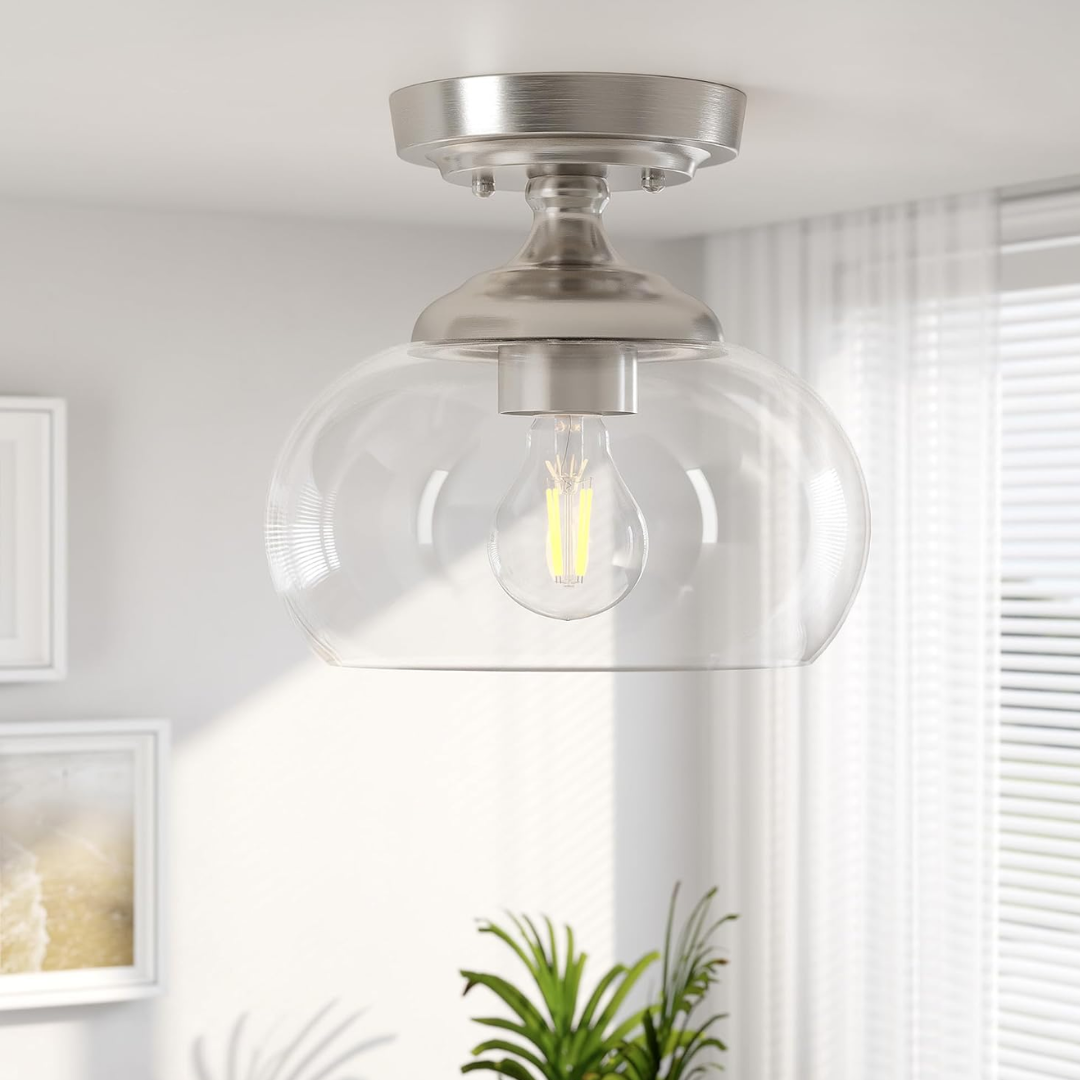 Plafon Industrial Vidro Transparente 21cm E26 Moderno