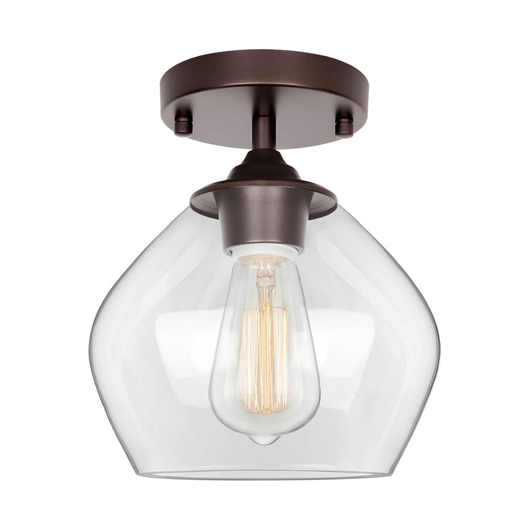 Plafon Semi Embutido Vidro Transparente 20cm E26 Industrial