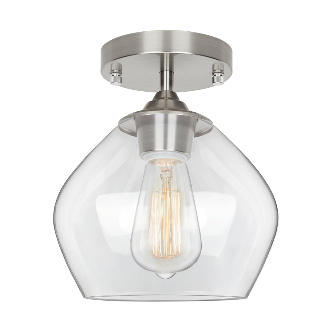 Plafon Semi Embutido Vidro Transparente 20cm E26 Industrial