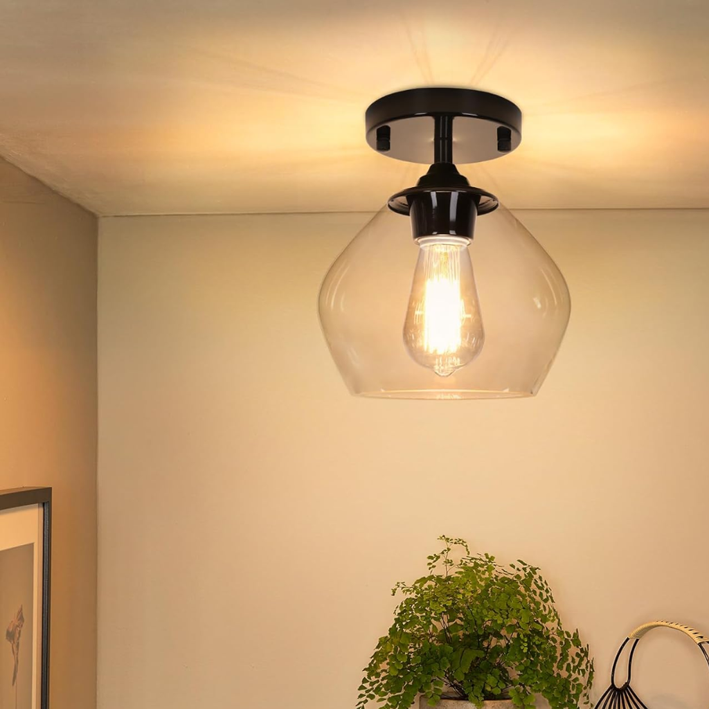 Plafon Semi Embutido Vidro Transparente 20cm E26 Industrial
