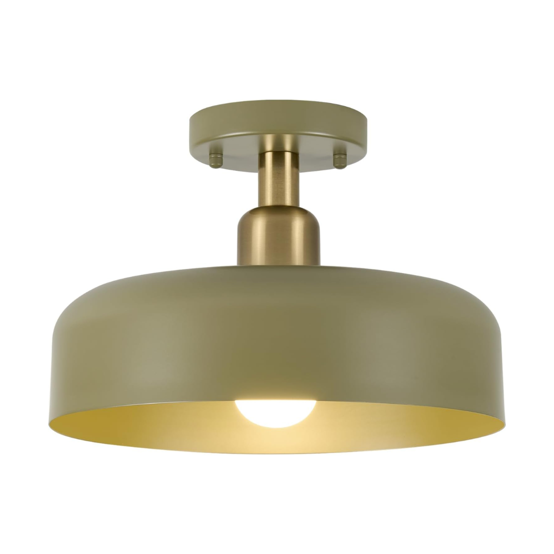 Plafon Moderno Metal 32cm E26 Detalhe Latão Semi Embutido