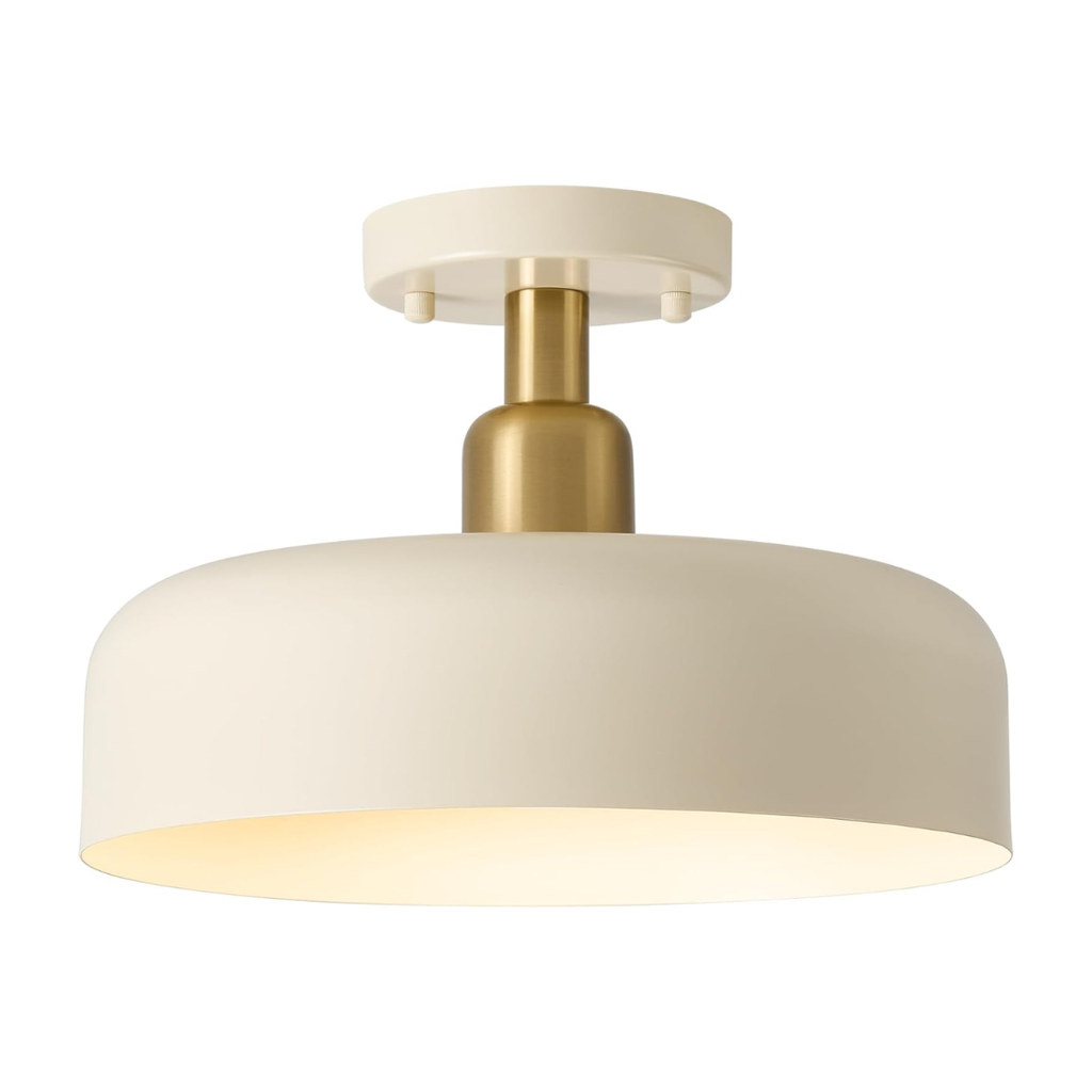 Plafon Moderno Metal 32cm E26 Detalhe Latão Semi Embutido