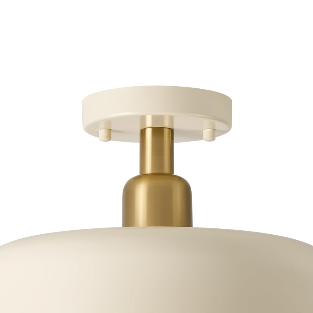 Plafon Moderno Metal 32cm E26 Detalhe Latão Semi Embutido