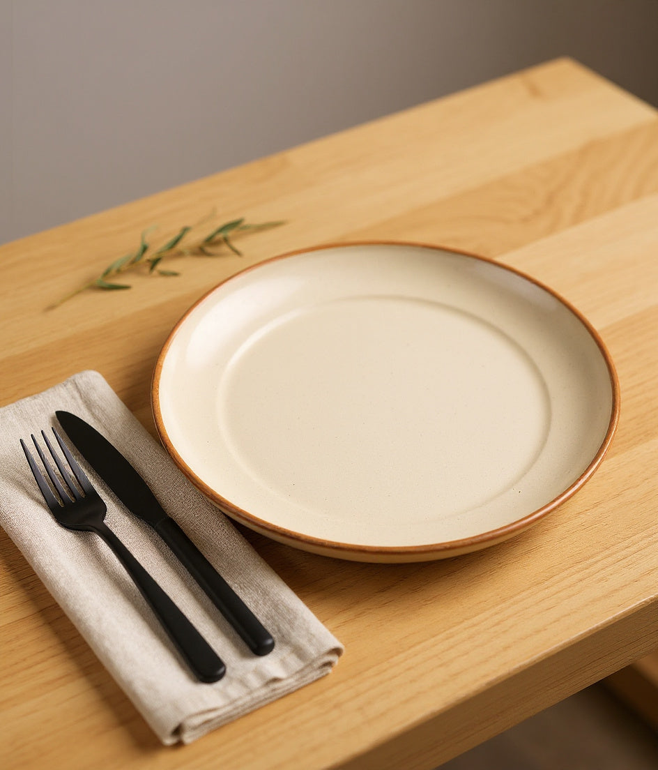 Danmero Bone Dinner Plate at a calm japandi place setting