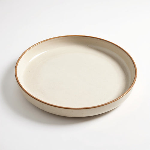Danmero Alabaster Serving Plate — three-quarter angled view showing top face and rim