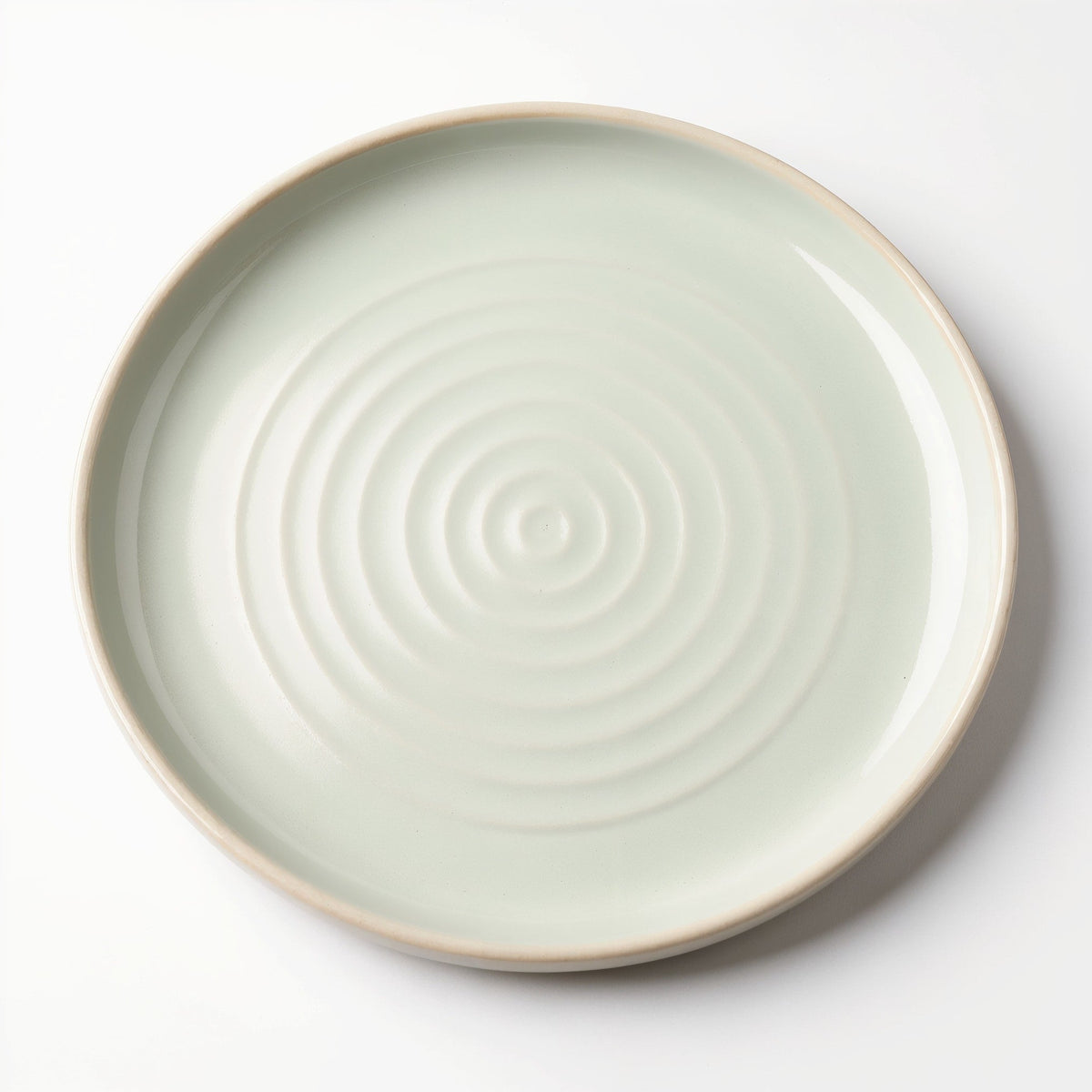 Danmero Celadon Dessert Plate — top-down view showing complete top face and rim