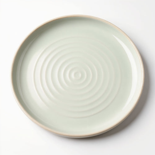 Danmero Celadon Dessert Plate — top-down view showing complete top face and rim