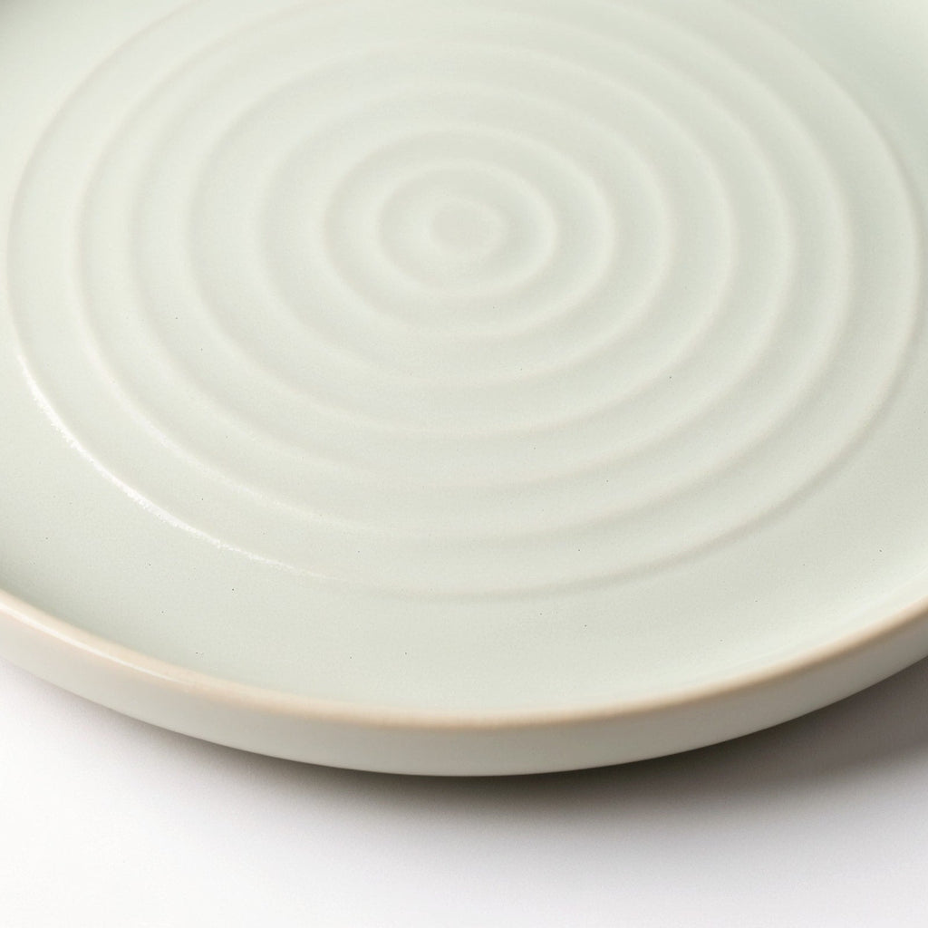 Danmero Celadon Dessert Plate — macro close-up of the raised rim and glaze pooling
