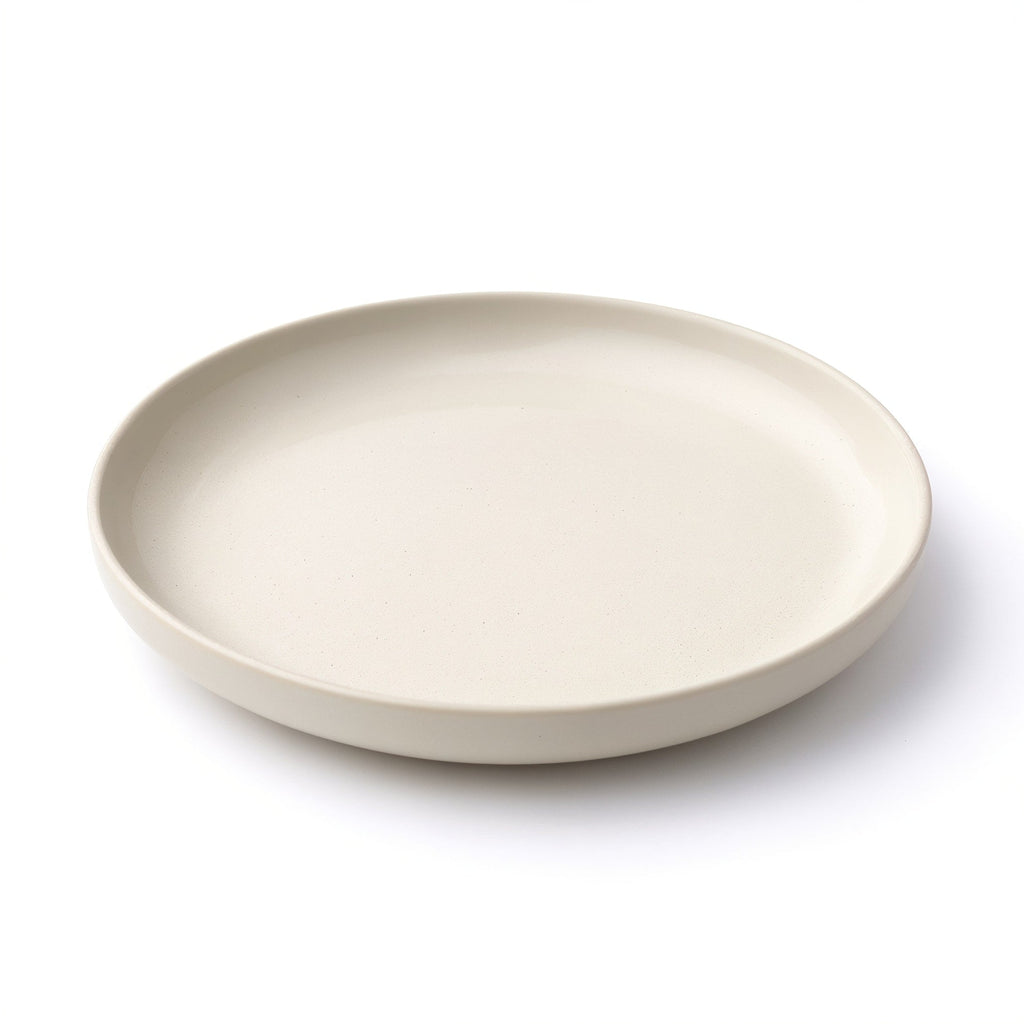 Danmero Plaster Serving Plate — three-quarter angled view showcasing the full top face and rim