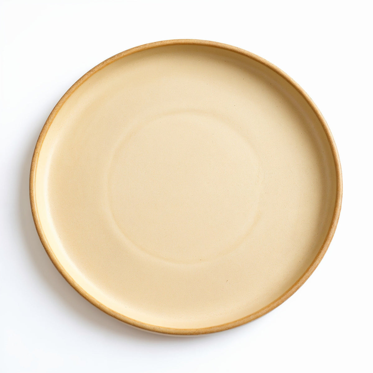Danmero Ochre Dinner Plate — strict top-down view showing full round face and matte glaze