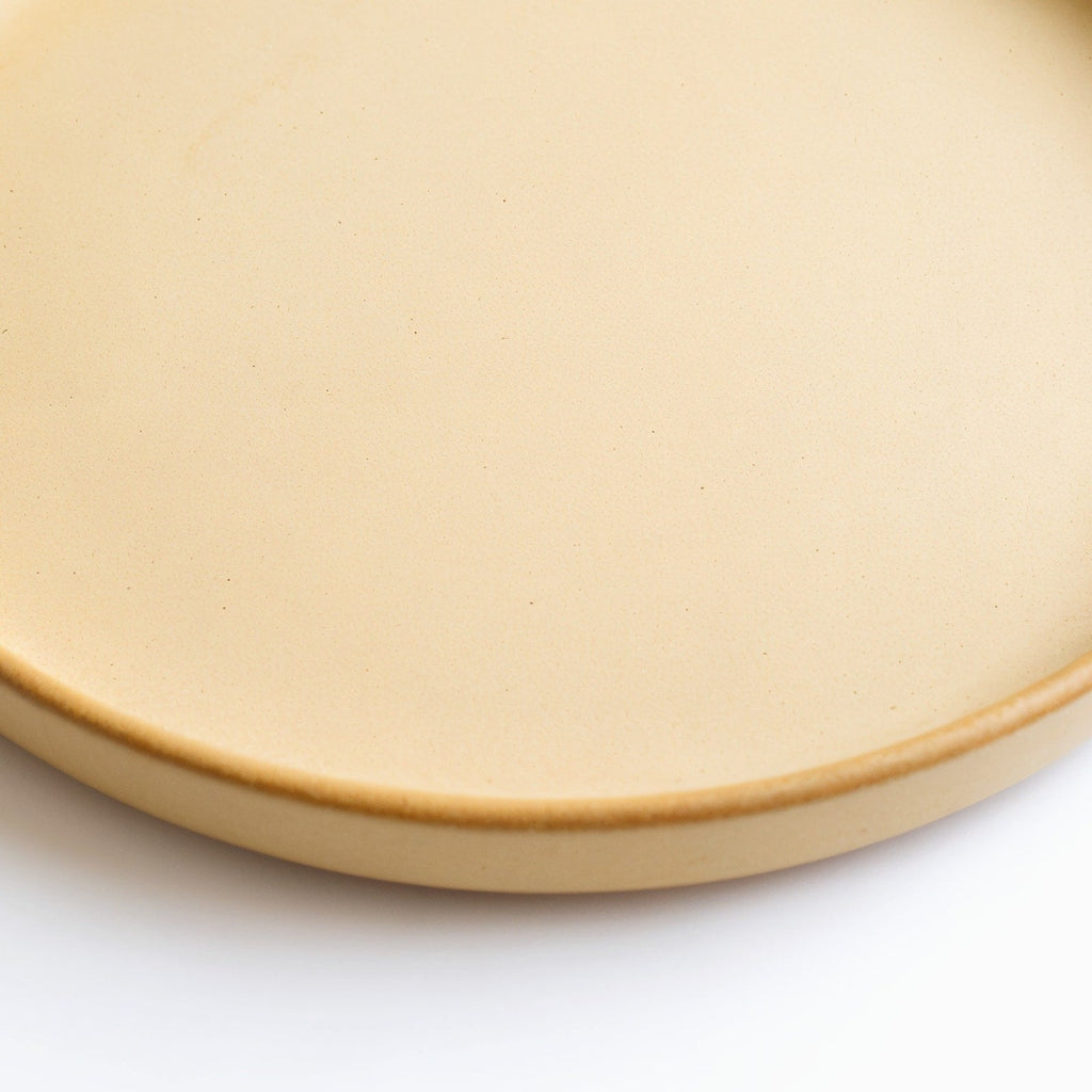 Danmero Ochre Dinner Plate — macro close-up of the raised rim and glaze pooling
