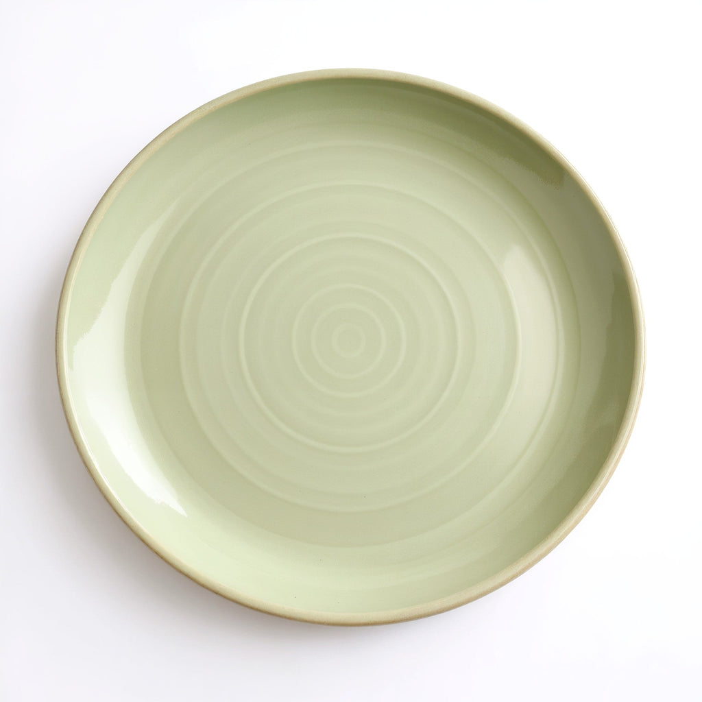 Danmero Eucalyptus Dessert Plate — top-down view of full round face and glaze