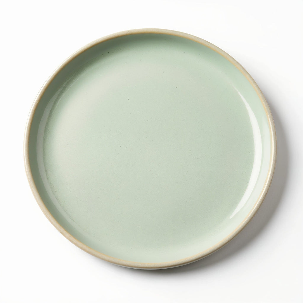 Danmero Sage Salad Plate — strict top-down view as a perfect circle with full round face and glaze visible