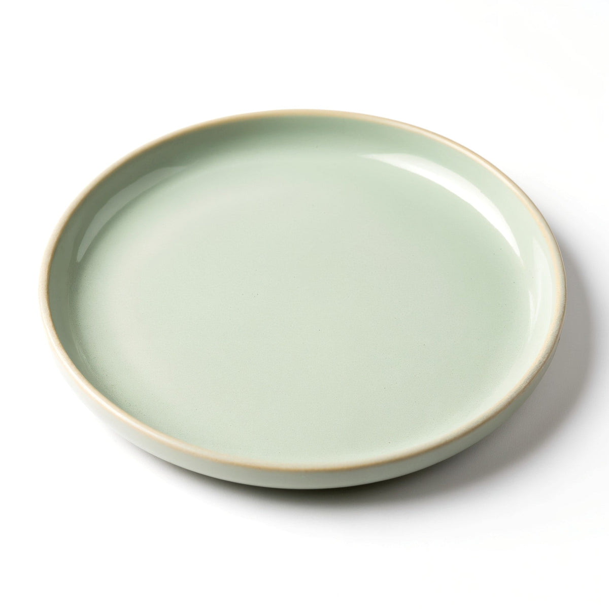 Danmero Sage Salad Plate — three-quarter angled view showing full top face and glaze