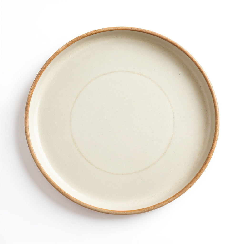 Danmero Eggshell Dinner Plate — strict top-down view showing full round face and glaze