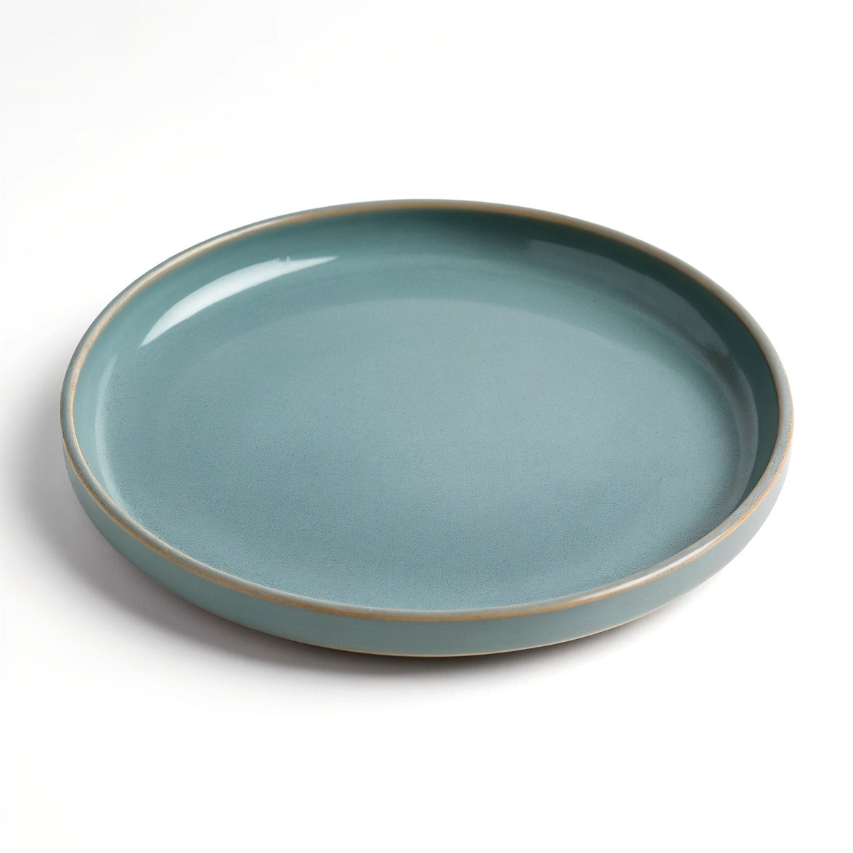 Danmero Slate Blue Dessert Plate — three-quarter angled view showing full top face and rim