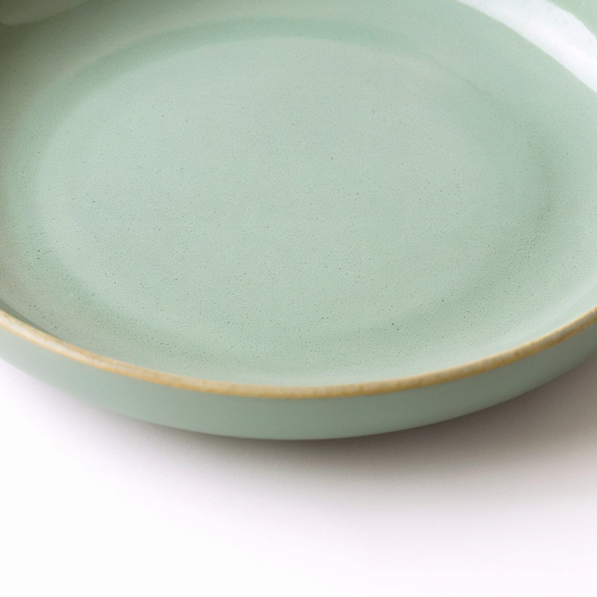 Danmero Willow Pasta Plate — macro detail of raised rim and glaze pooling