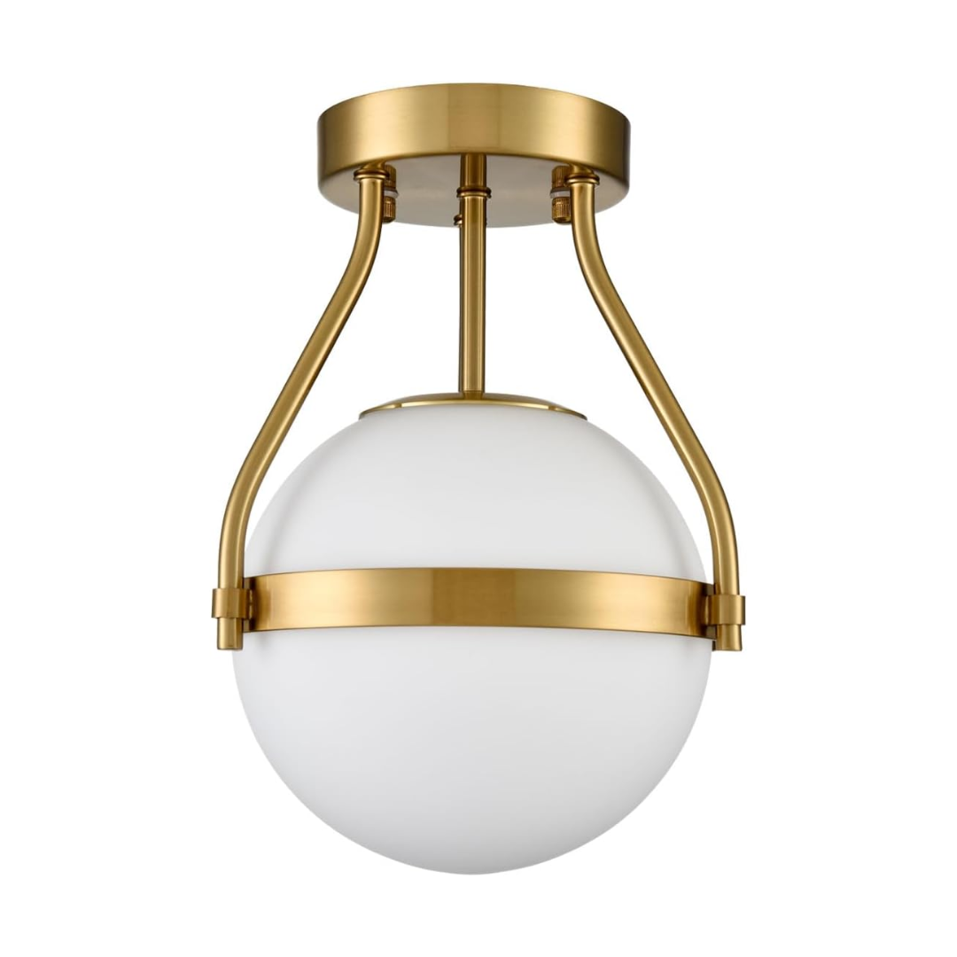 Plafon Globo Moderno Semi Embutido Vidro Opalino