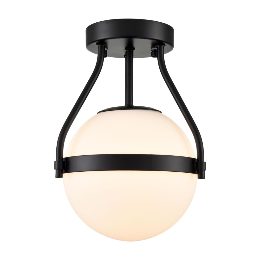 Plafon Globo Moderno Semi Embutido Vidro Opalino
