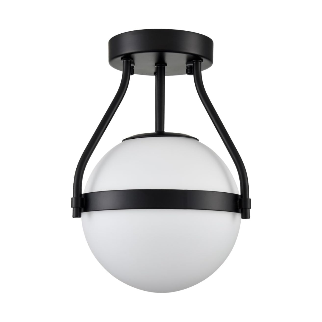 Plafon Globo Moderno Semi Embutido Vidro Opalino